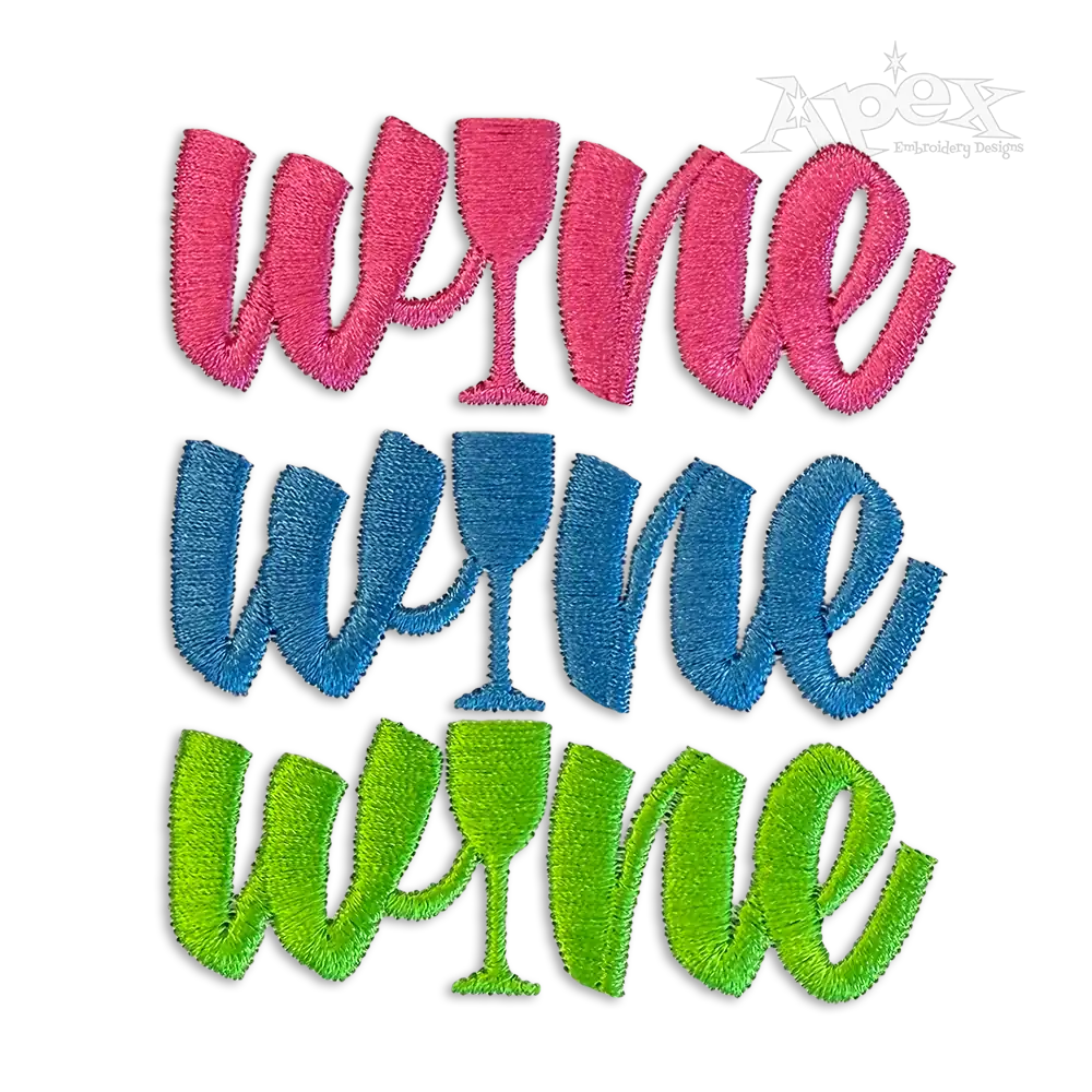 Wine Machine Embroidery Design by Apex