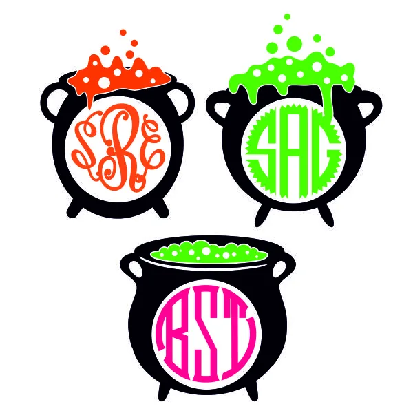 Witch Cauldron Monogram Frame SVG Cuttable Design