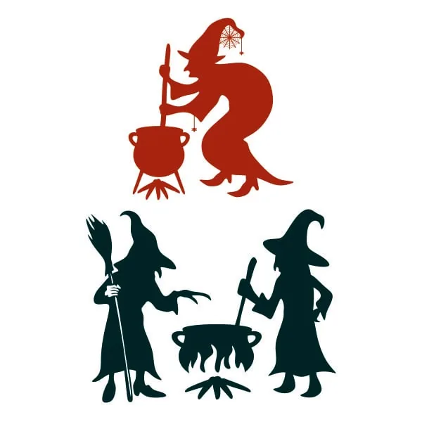 Witch Silhouette Pack SVG Cuttable Design