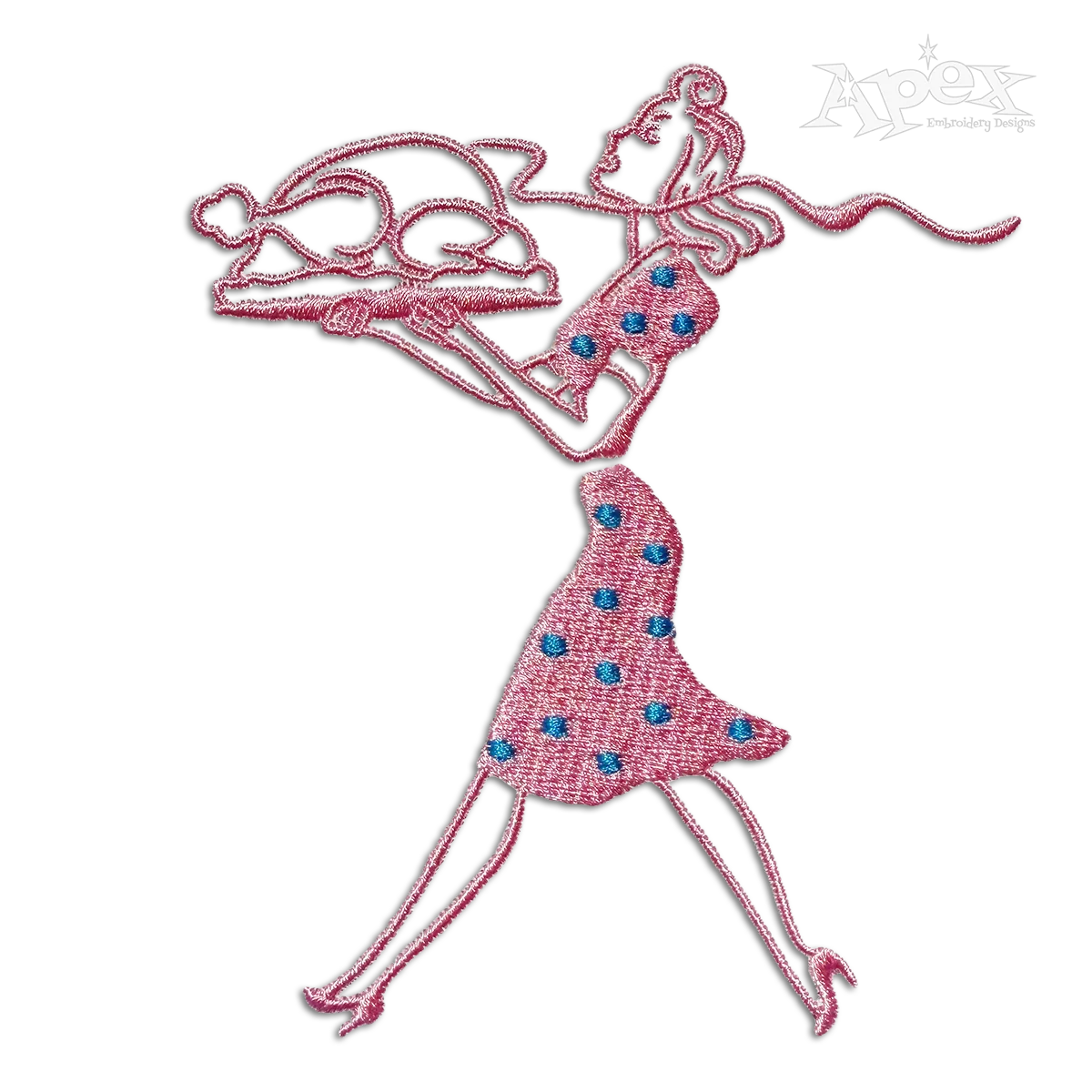 Thanksgiving Woman Holding Turkey Machine Embroidery Design Digitizing