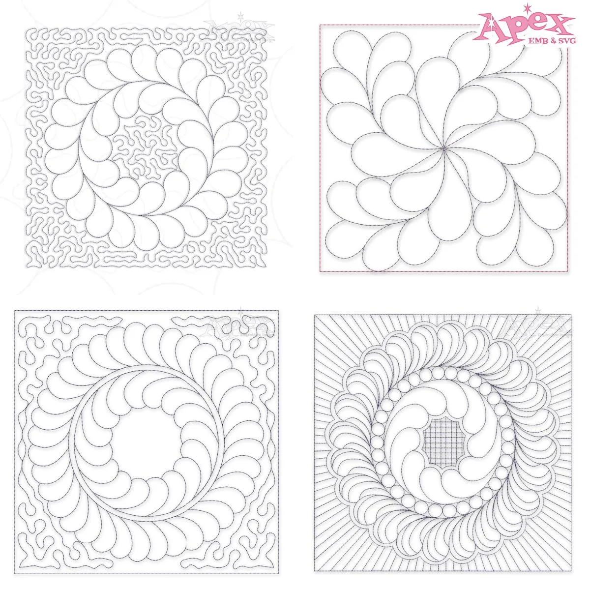 Wreath Quilt Block Embroidery Designs Bundle thumbnail