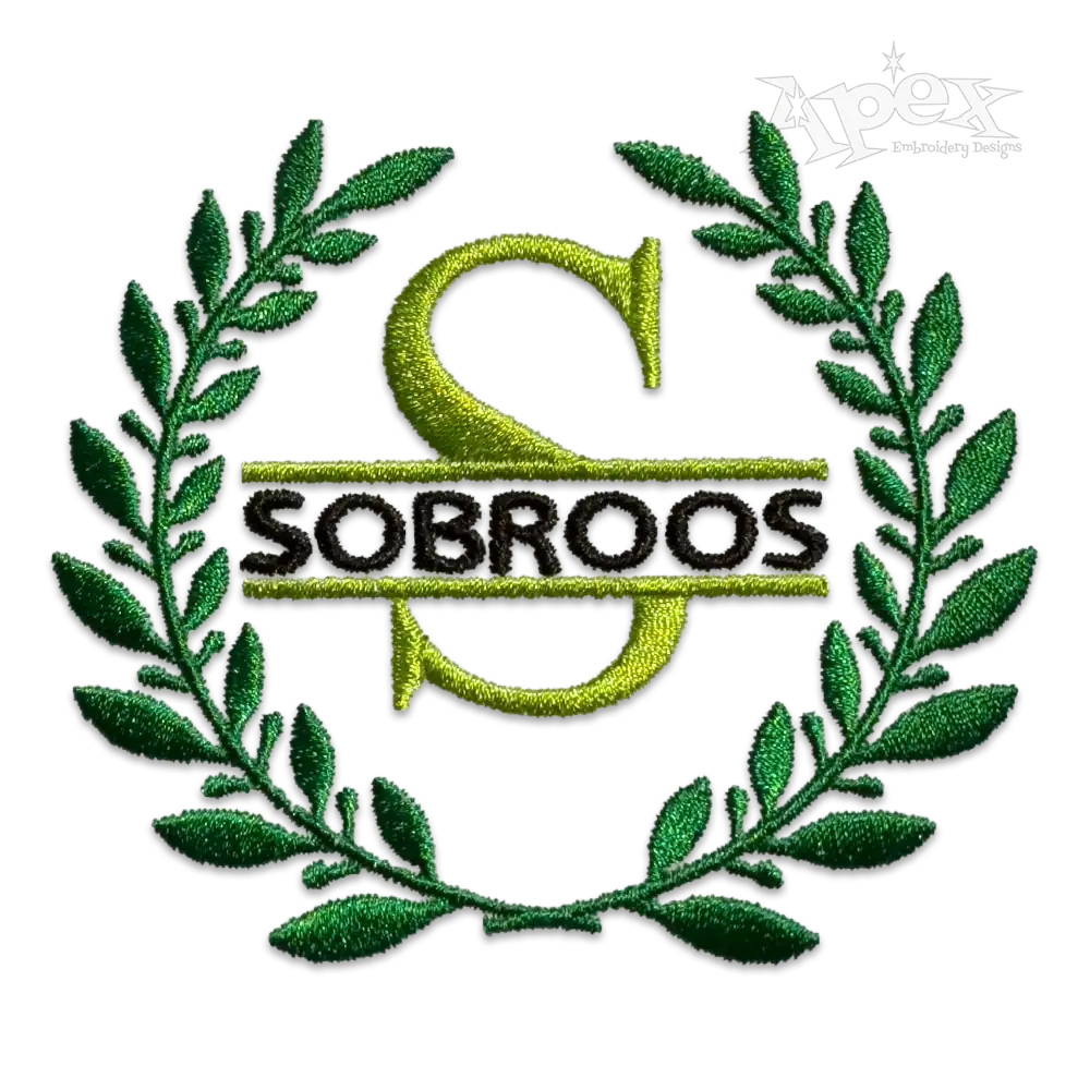 Wreath Split Letters Machine Embroidery Font