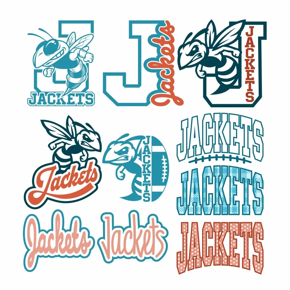 Yellow Jackets School Sports Mascot Spirit Bundle Vector SVG PNG Design All