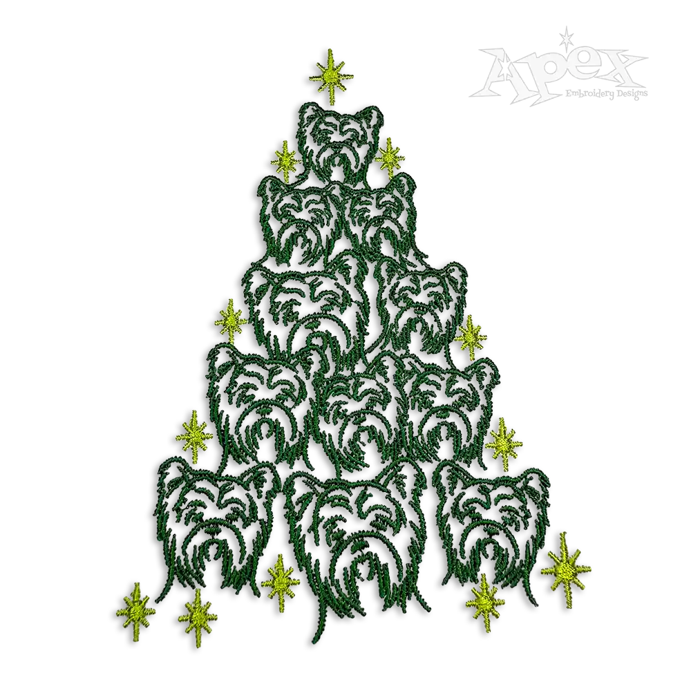 Yorkie Dog Christmas Tree Machine Embroidery Designs