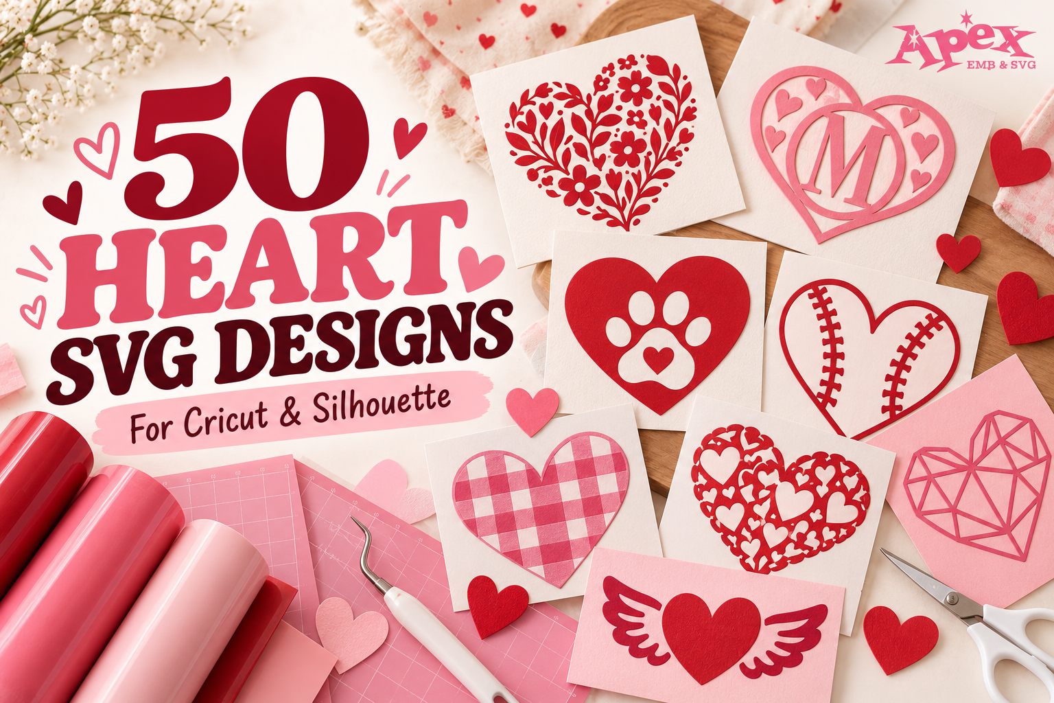 Heart SVG: 50 Heart Cut Files for Cricut and Silhouette