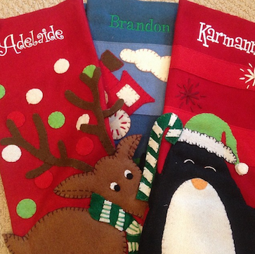 Embroidered Christmas stockings