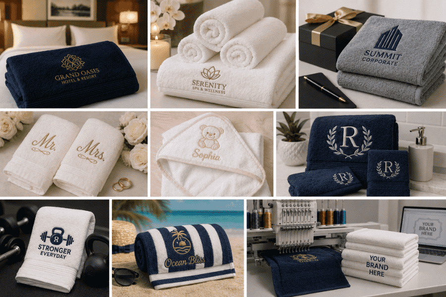 Beautiful embroidery on towels creates good business opportunities.