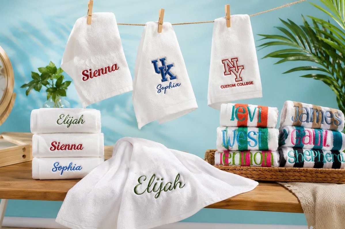 classic name embroidery towels for student