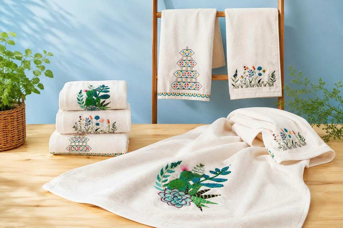 Nature-Inspired Embroidery towels for student
