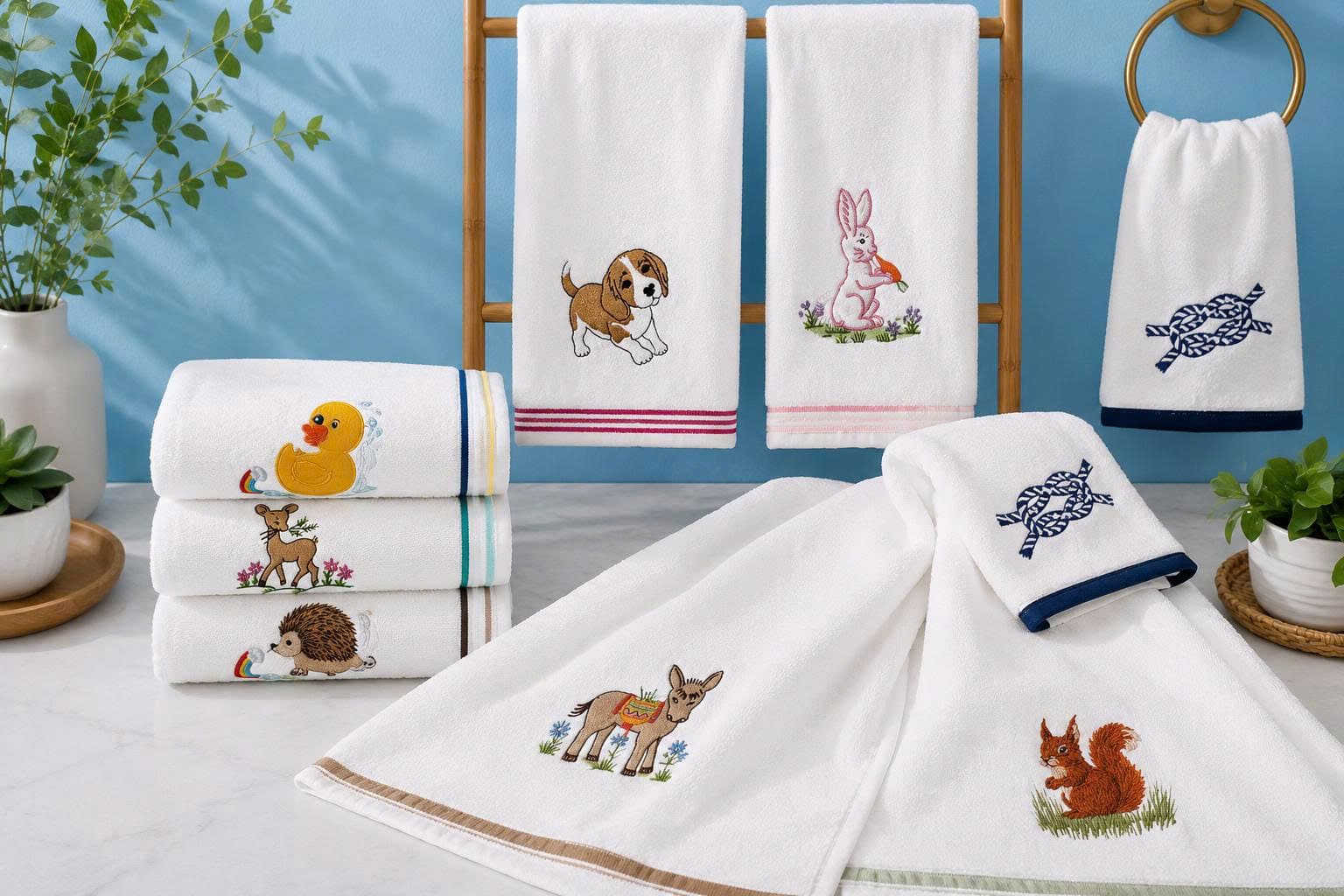 Cute Animal Embroidery for Younger Students towels for student
