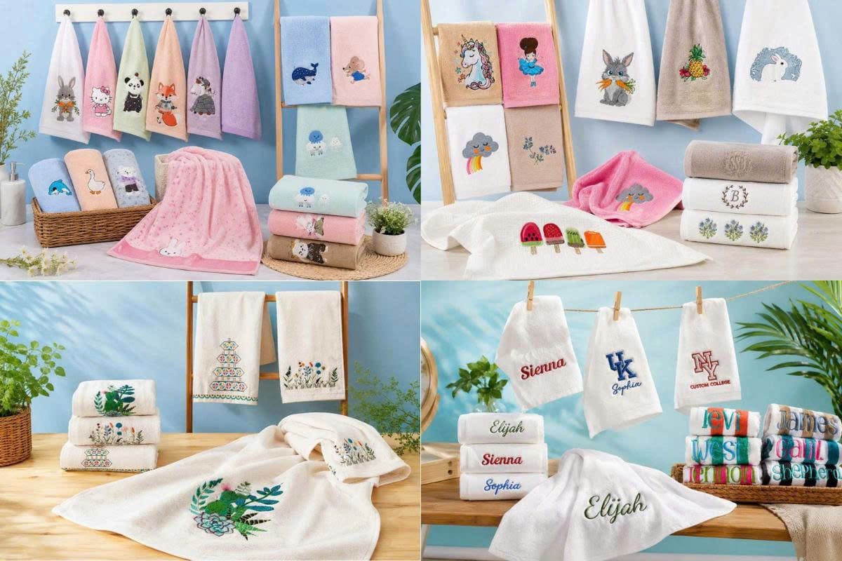 Embroidery designs for university dormitory towels