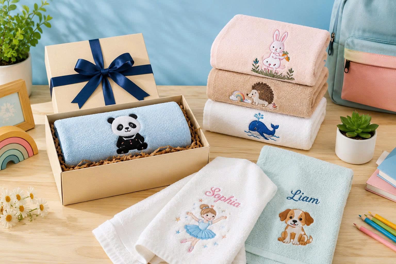 A personalized bath towel set makes the perfect back-to-school gift.