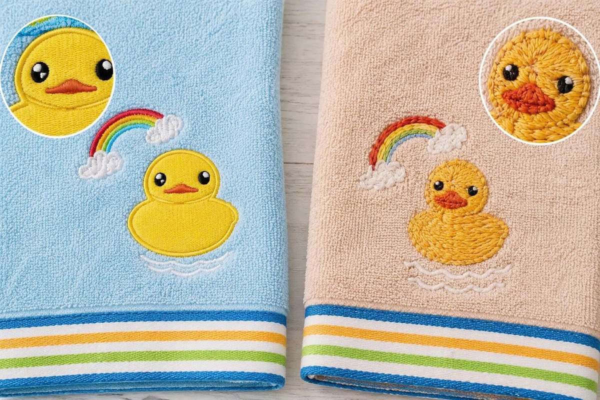 Machine Embroidery vs. Hand Embroidery for School Student Towels