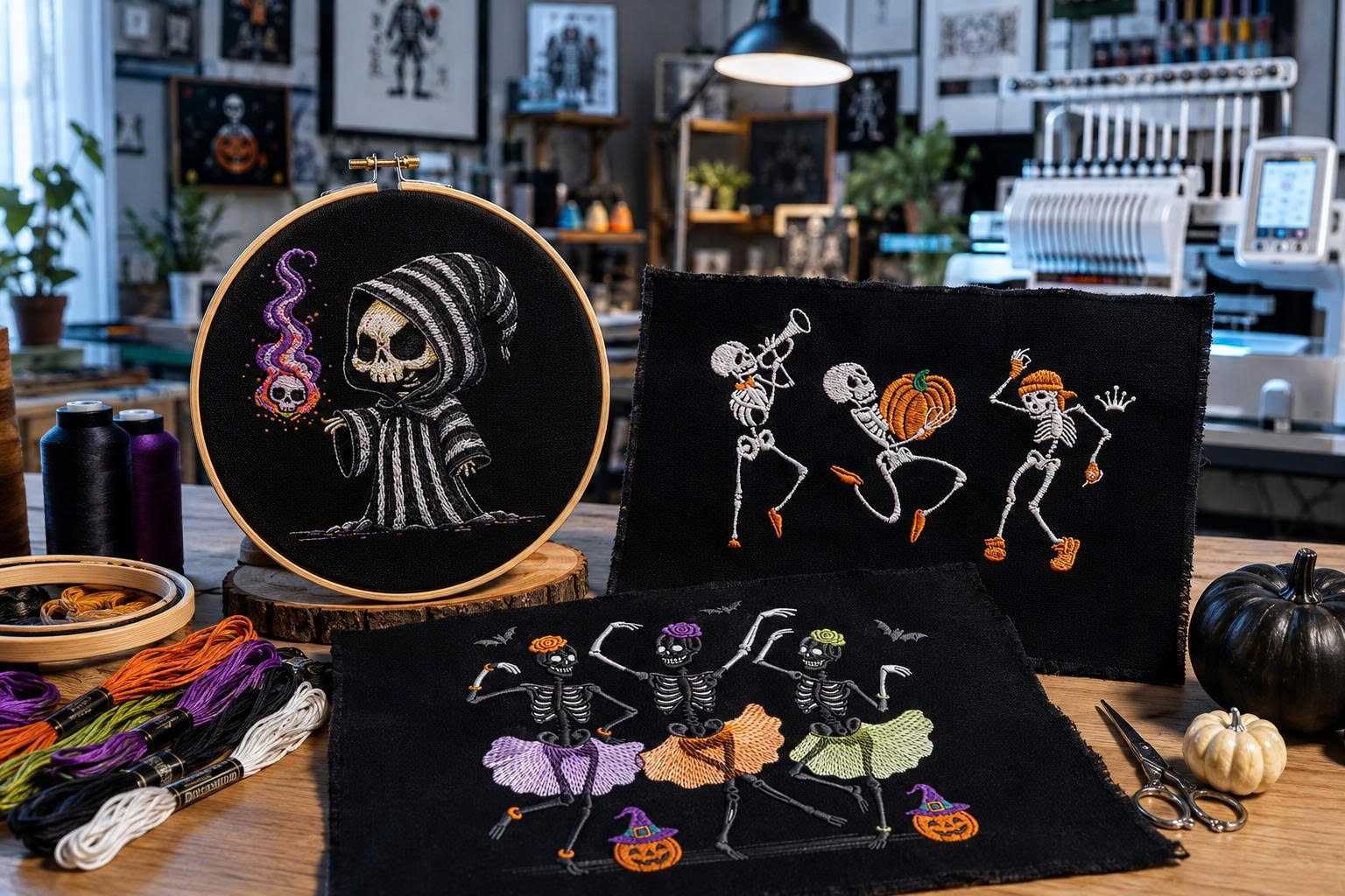 Why Halloween skeleton embroidery patterns have become more popular than ever.