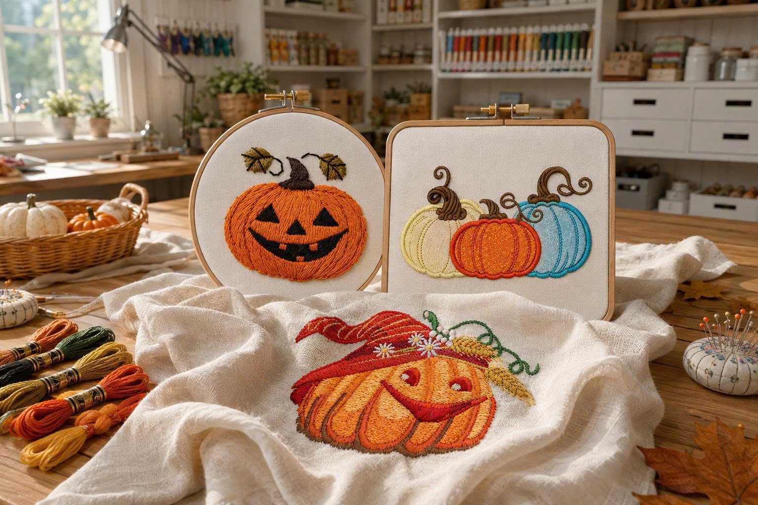 Classic pumpkin embroidery patterns