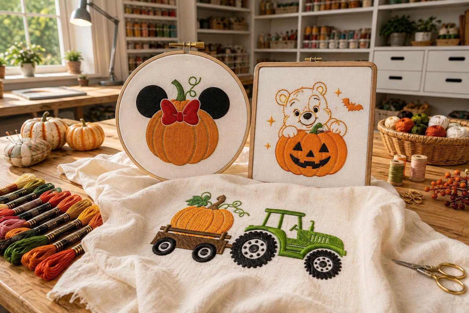 Cute pumpkin embroidery patterns for children