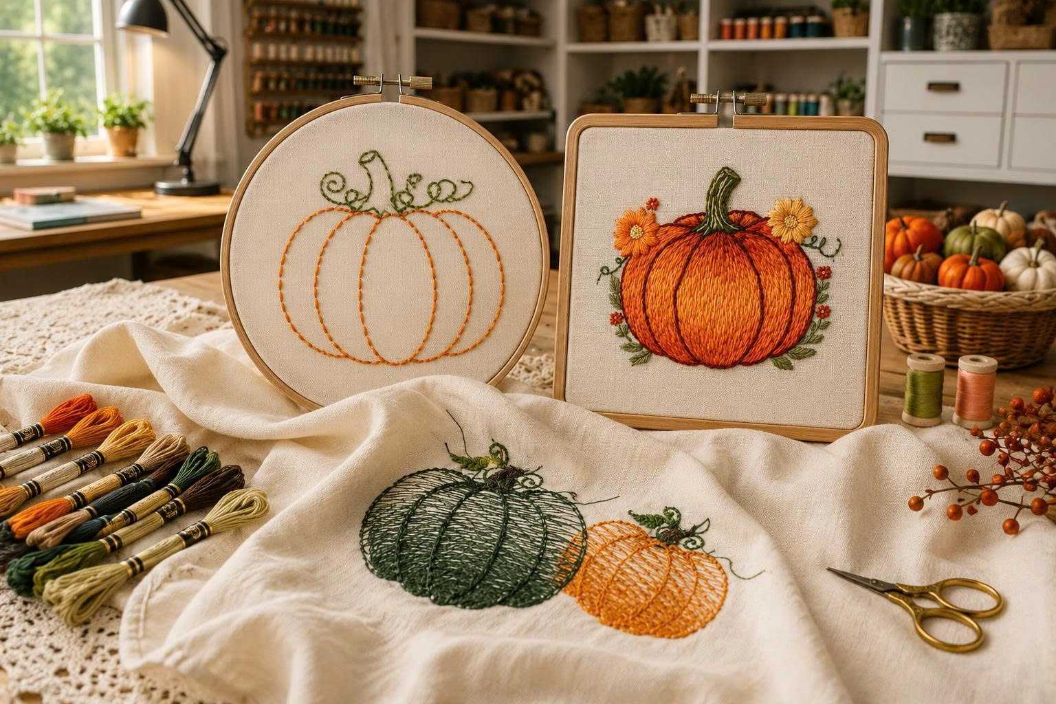 Pumpkin embroidery designs for small-scale embroidery businesses.
