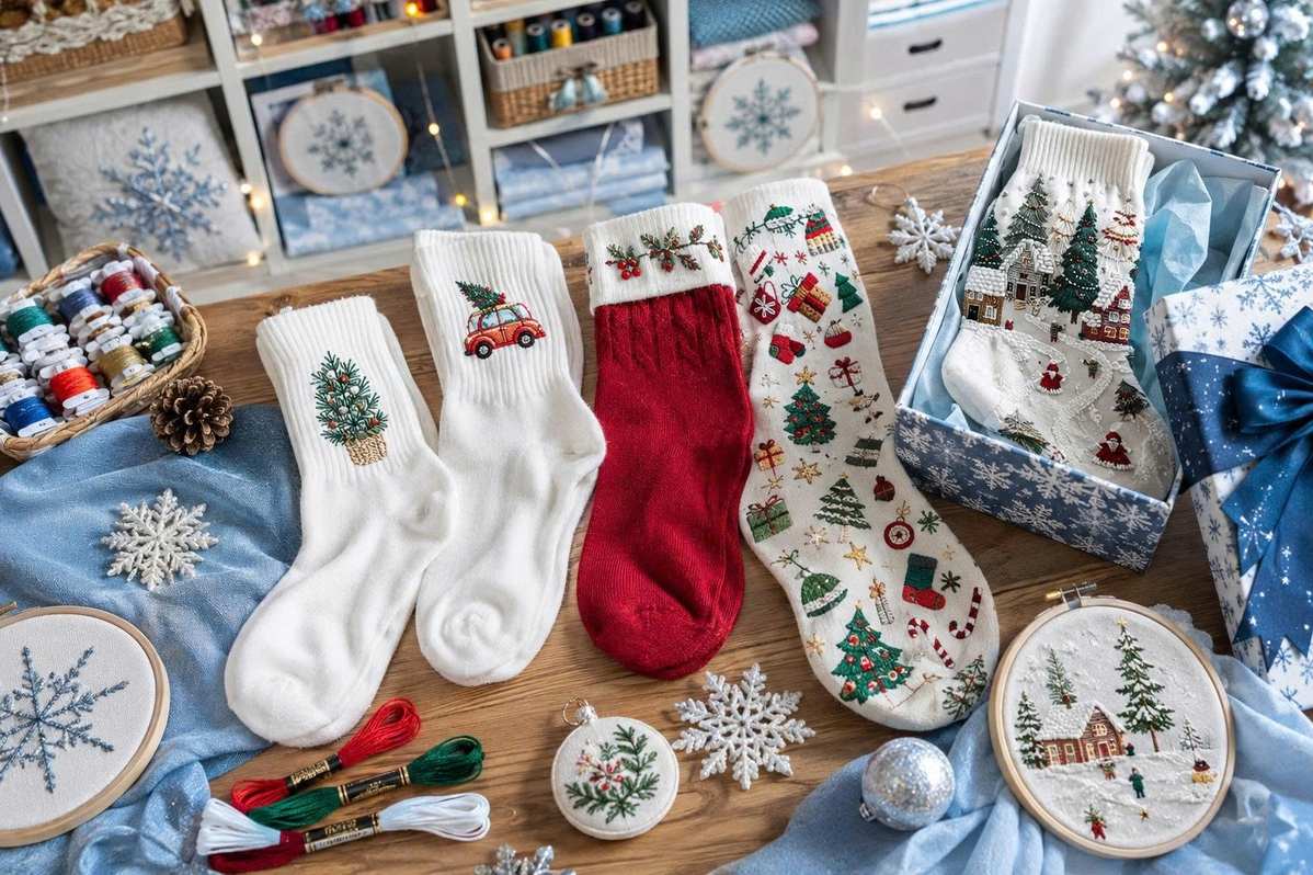 Classic Christmas stocking embroidery patterns that never go out of style.