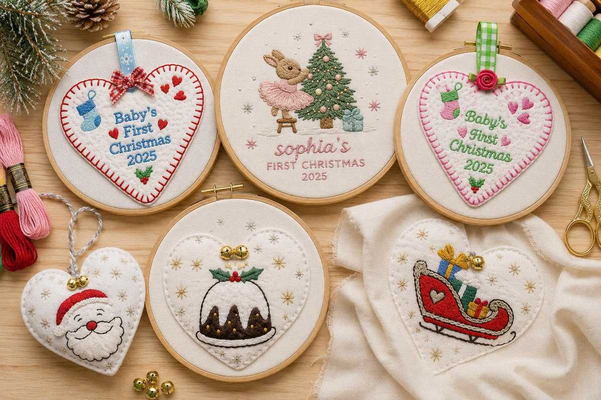 "Baby's First Christmas" embroidery patterns never go out of style