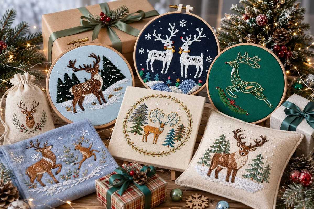 Creative Christmas gift ideas using reindeer embroidery patterns