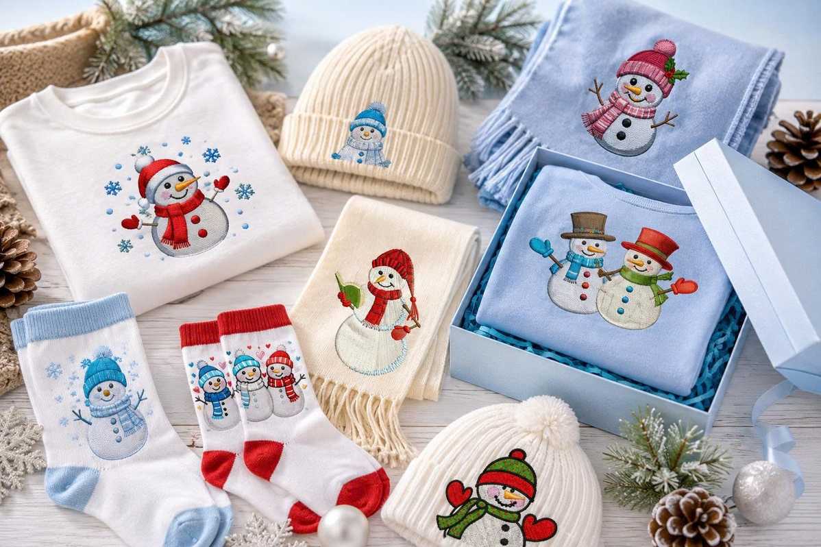Customize snowman embroidery patterns to create unique gifts.