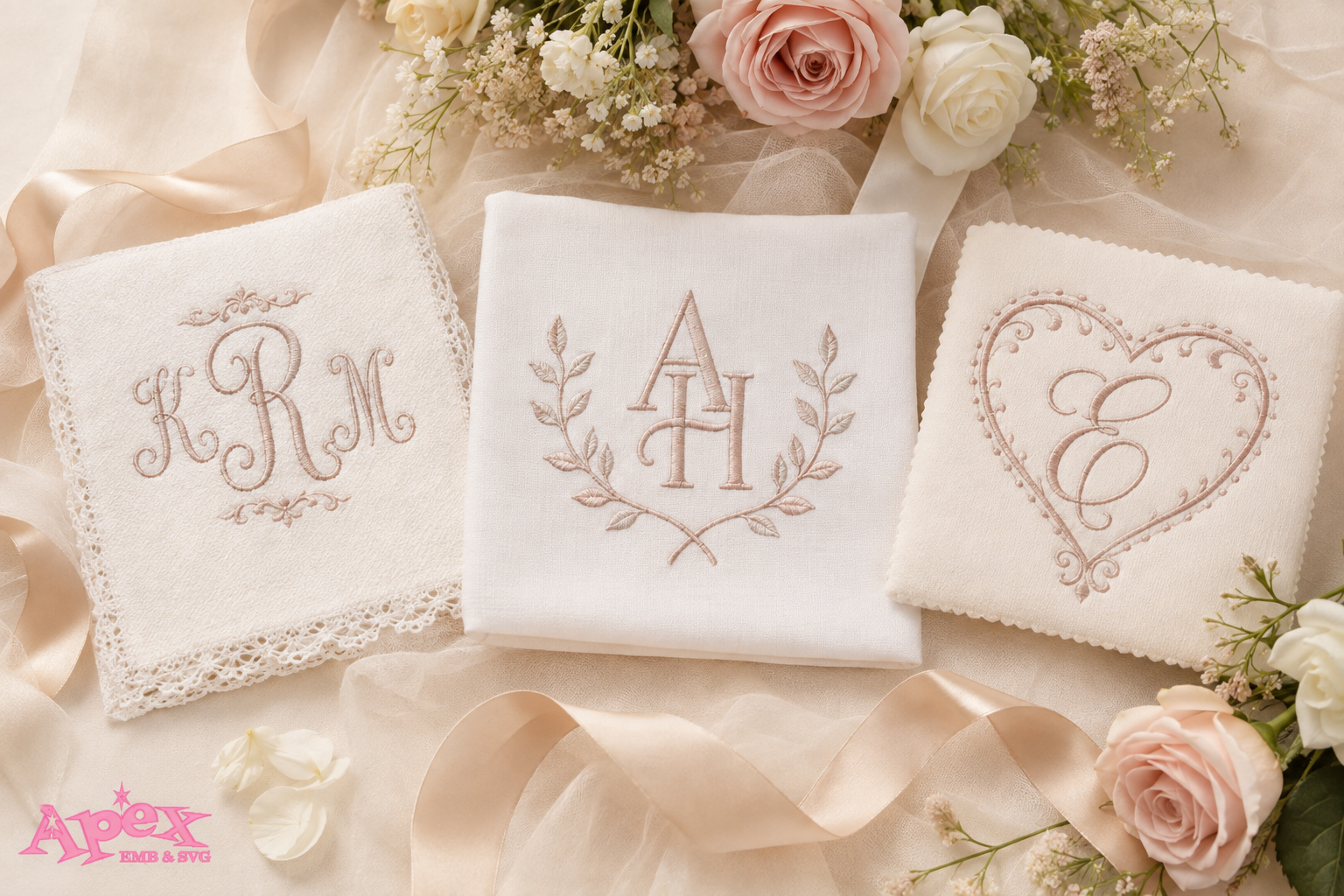 Wedding Monogram Embroidery Styles