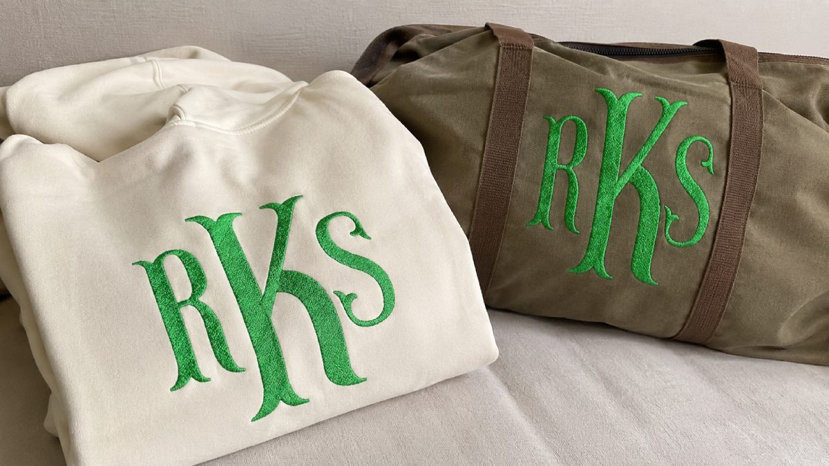 Think large blankets, big back designs, oversized bags,... with Fish Tail Large Embroidery Font