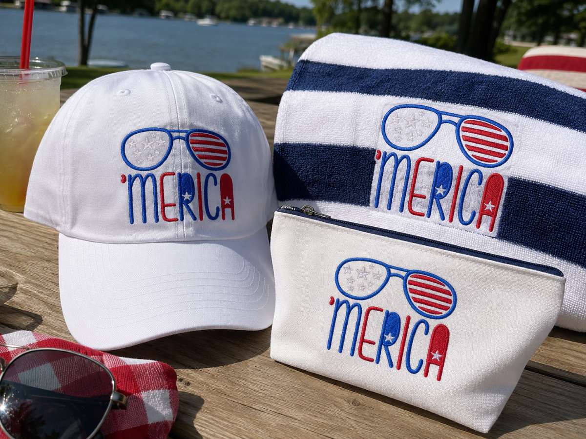 This 4th of july embroidery designs can work on shirts, caps, tote bags, beach towels, zipper pouches, and summer accessories.