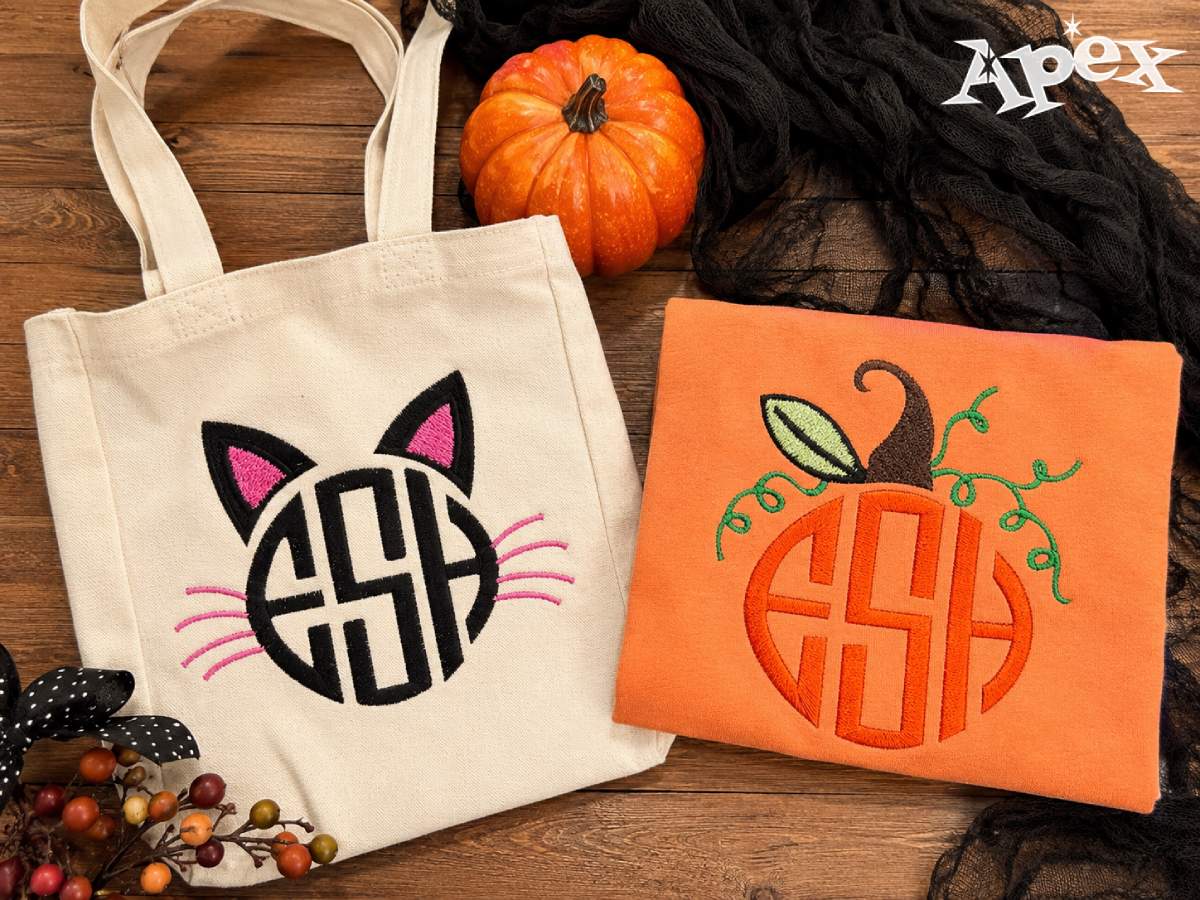 A pumpkin monogram frame can feel sweet and classic. A cat frame can lean cute or witchy.