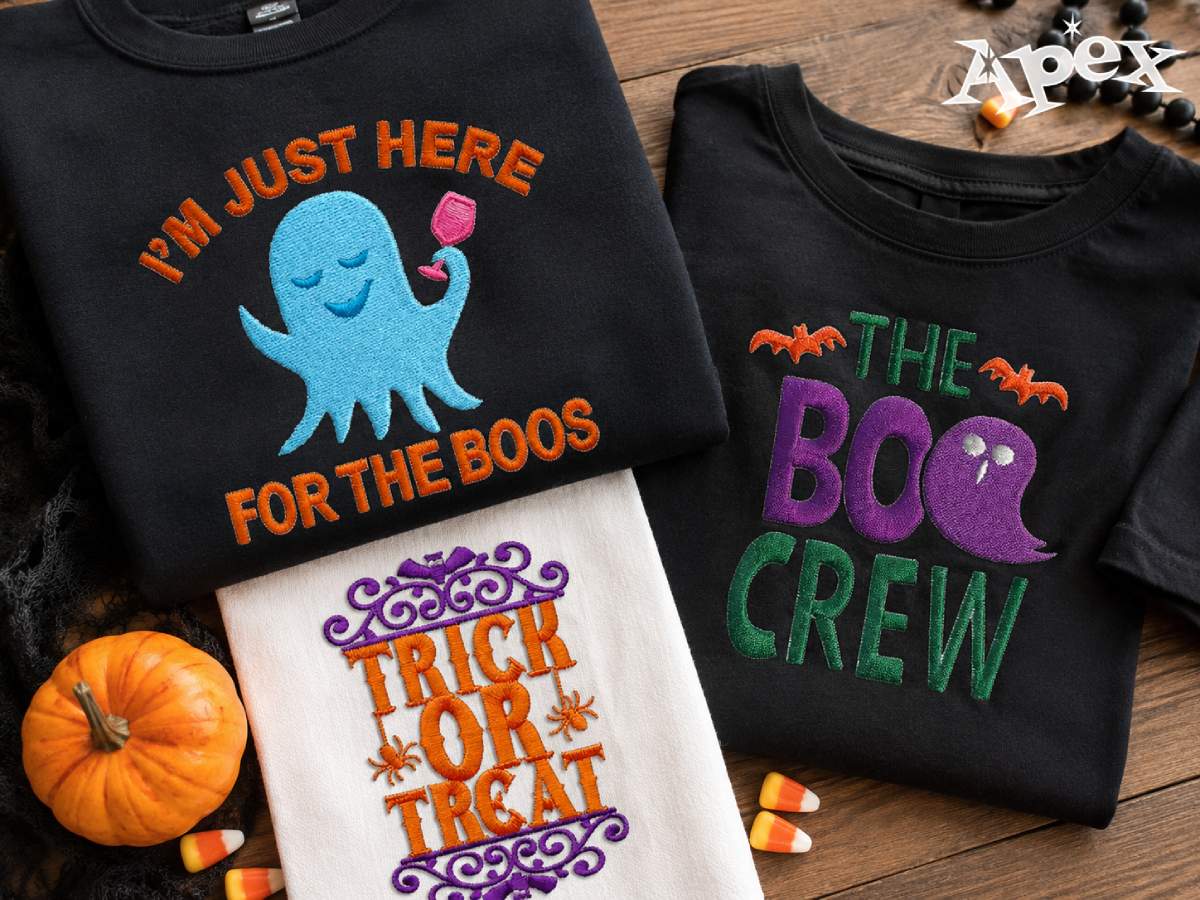 The trick is choosing the right tone. “Boo Crew” feels family-friendly. “I’m Just Here For the Boos” feels more party-ready. “Trick or Treat” word art is more classic and works across ages.