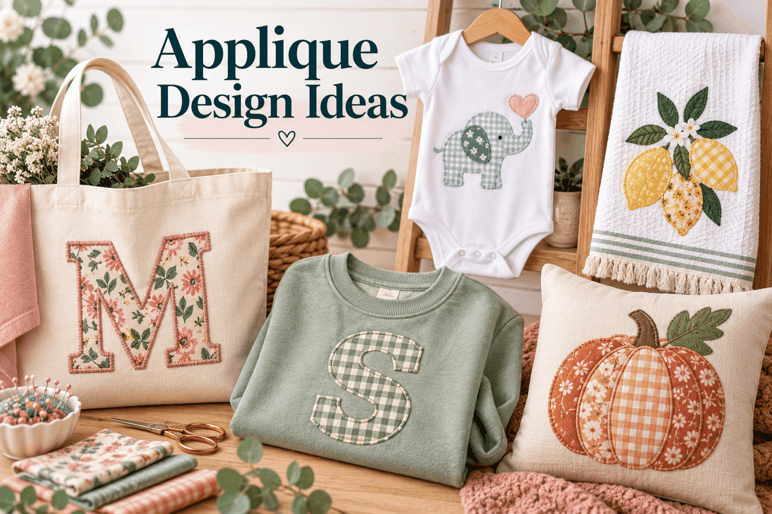 Applique embroidery ideas for tote bags, sweatshirts, baby clothes, towels and home decor