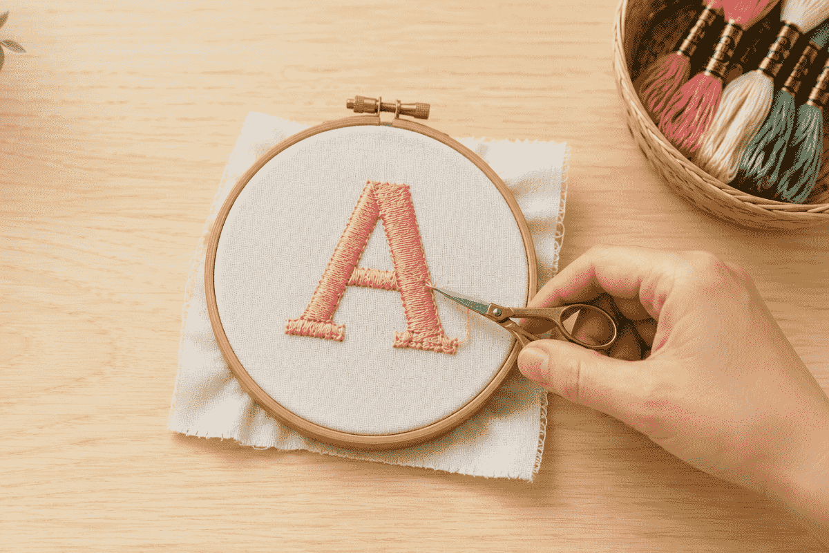 Finish and clean the individual stitches on the embroidered product