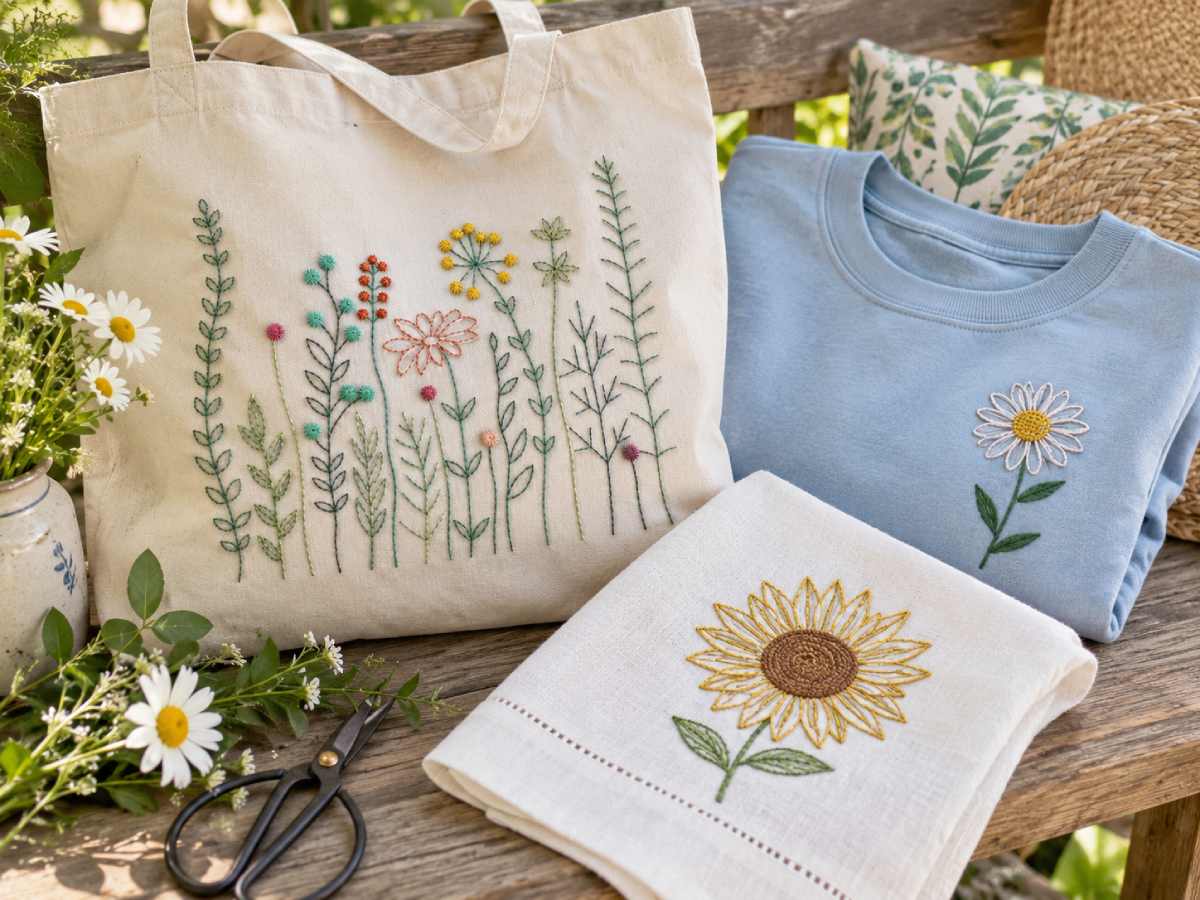 Apex designs to see: Wildflowers Sketch Embroidery Design, Daisy Embroidery Designs Bundle and Sunflower Outline.