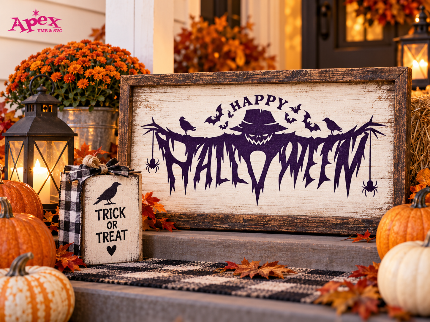 Cute pumpkin Halloween SVG designs on tote bag and sweatshirt