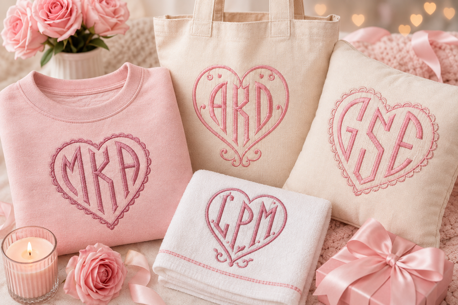 Personalized Heart Monogram Embroidery Projects