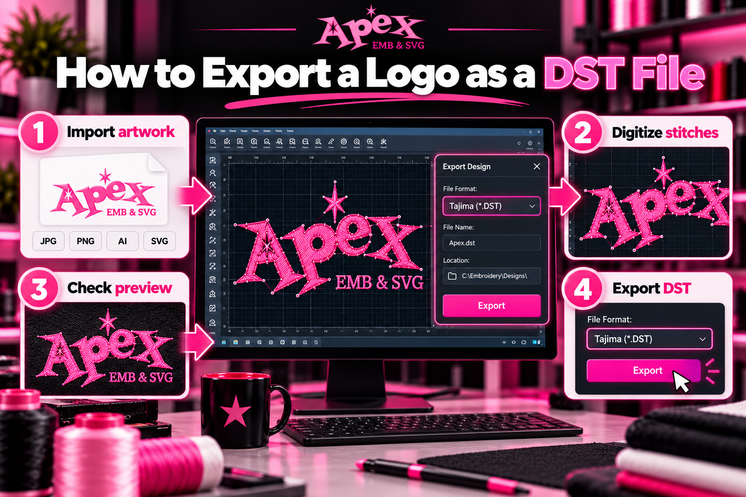  Import Your Logo and Set the Embroidery Size