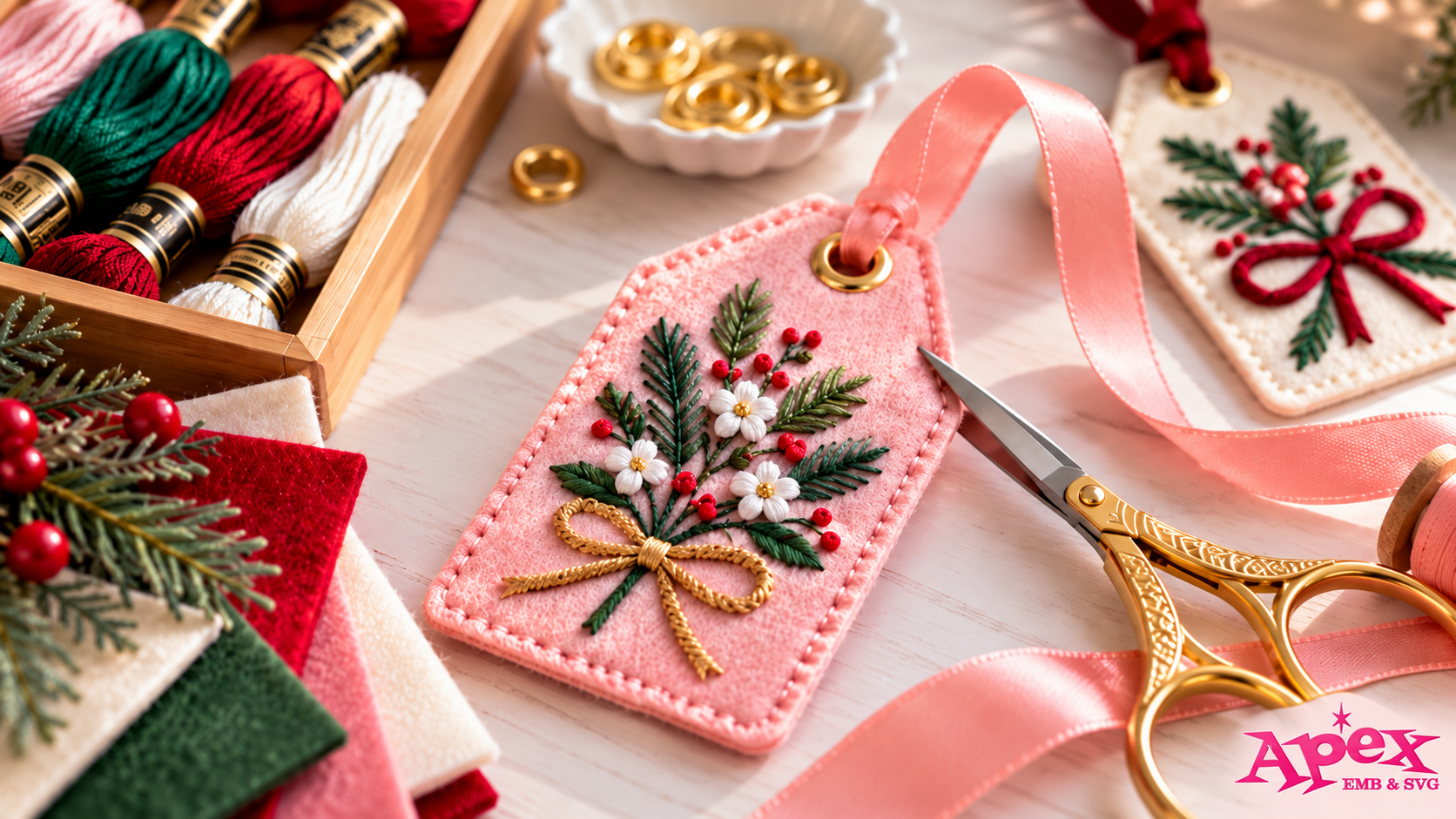 Finishing and Trimming an Embroidered Gift Tag