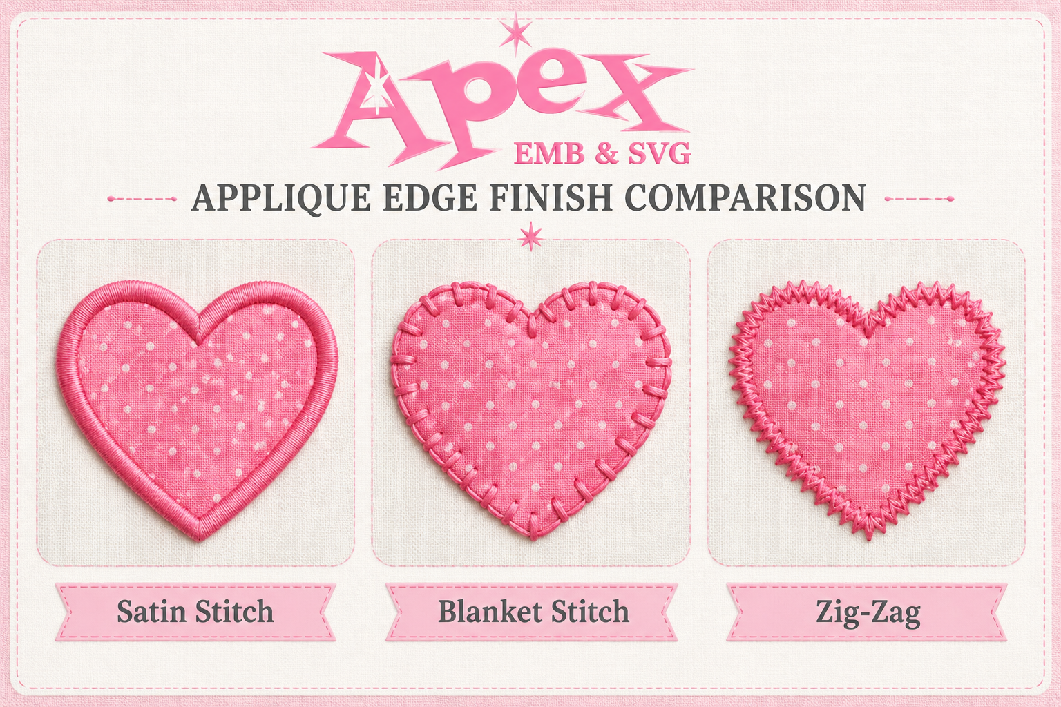 Satin vs Blanket vs Zig-Zag Applique Stitch
