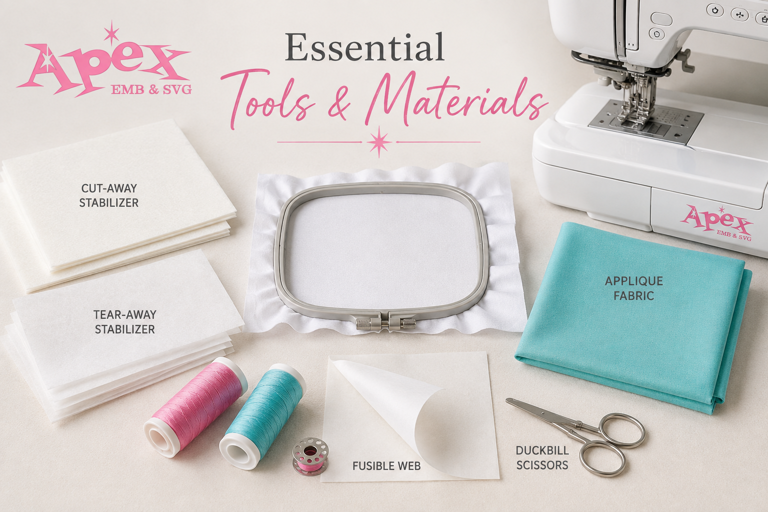 Essential Tools and Materials for Machine Applique Embroidery