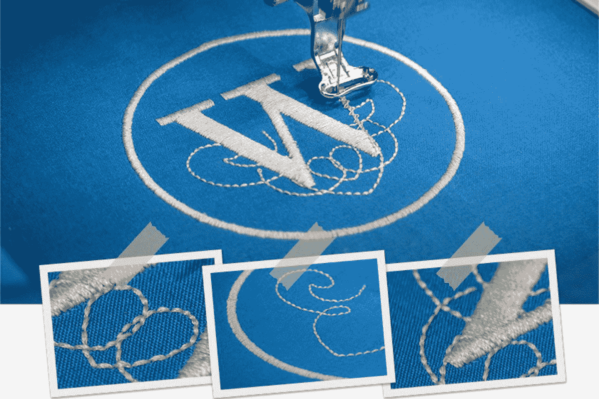 Embroidery of monograms using an embroidery machine.