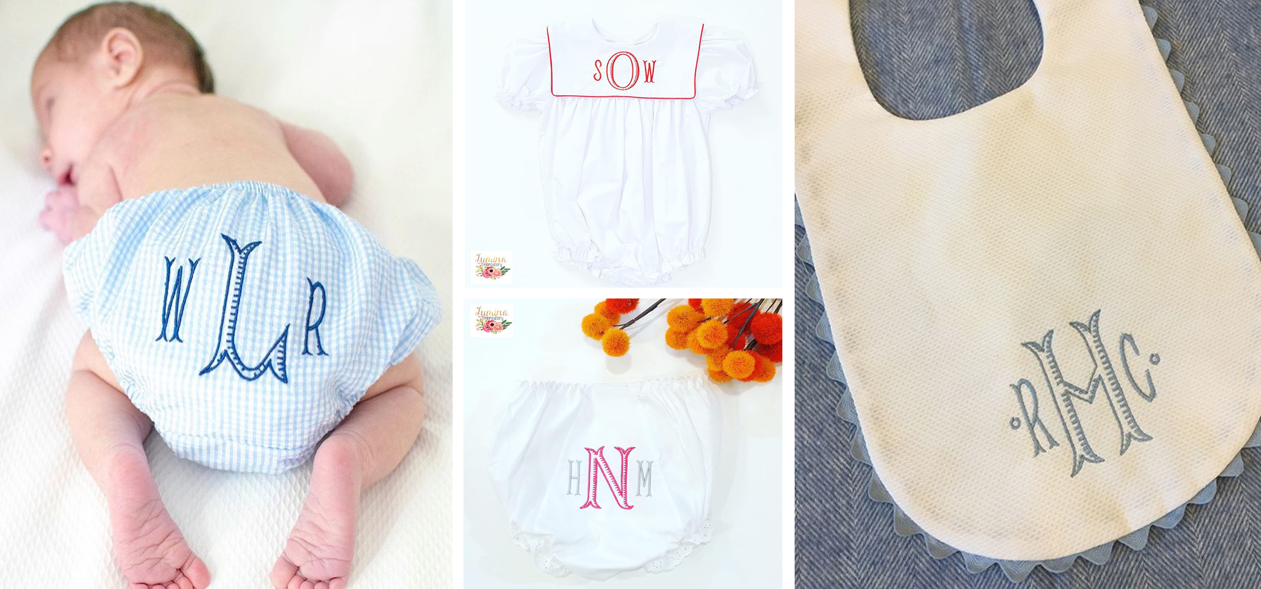 Ribbed Monogram Embroidery Font - Baby Stuff Garments