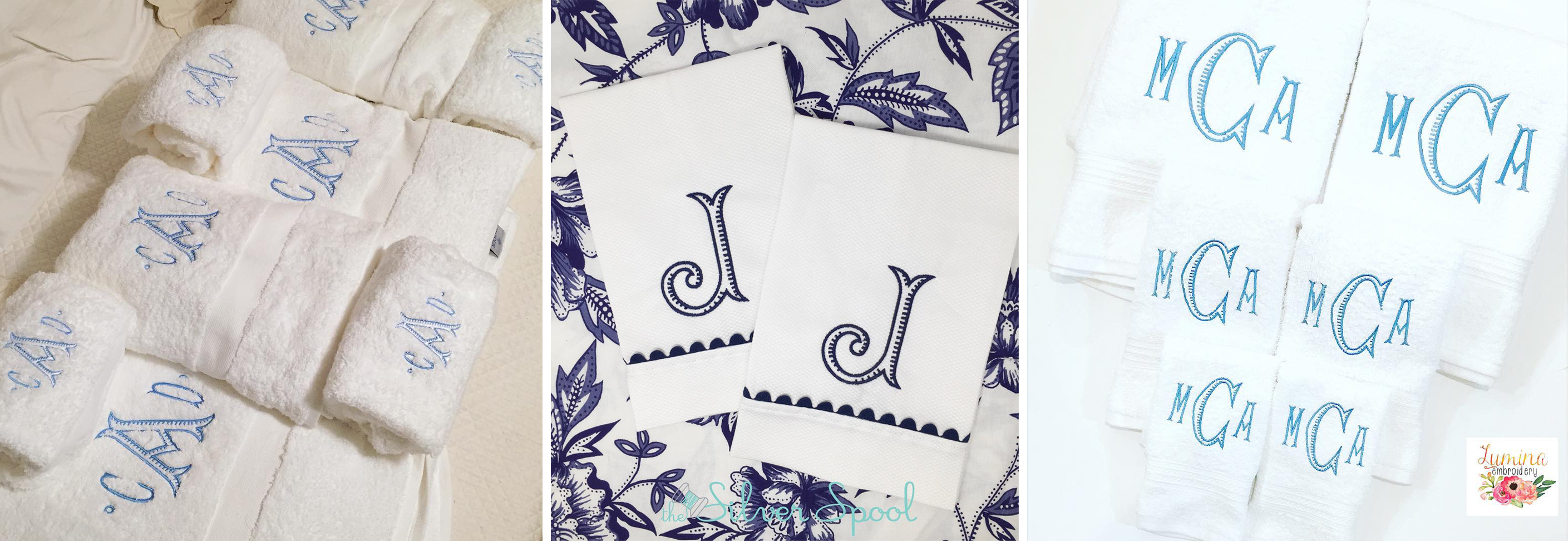 Ribbed Monogram Embroidery Font - Elegant Towels
