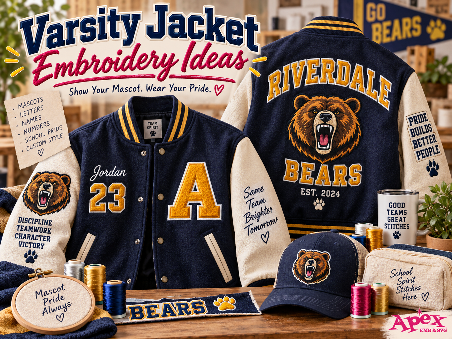 Varsity Jacket Mascot Embroidery Ideas