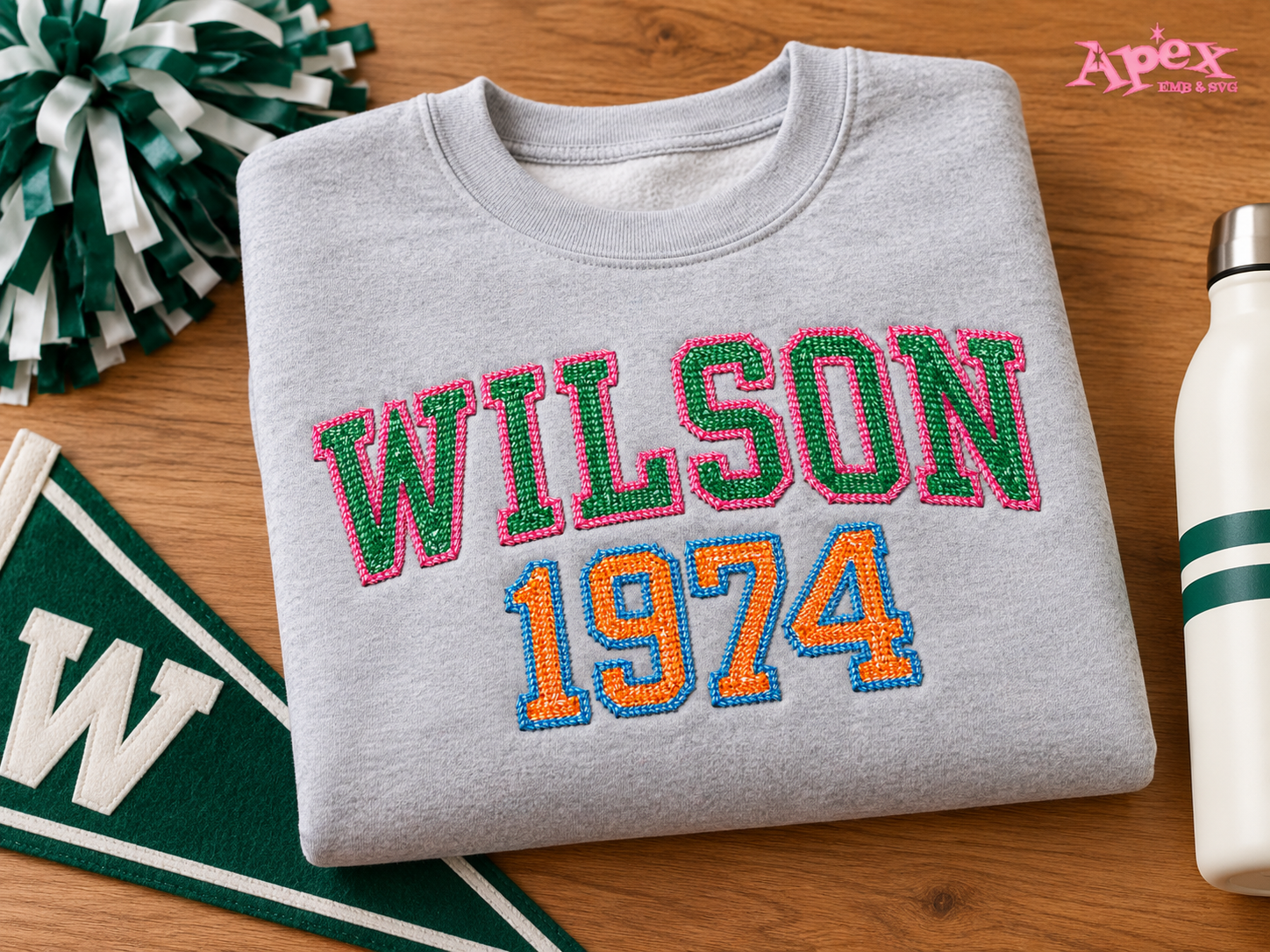 Varsity School Spirit Embroidery Sweatshirt Idea