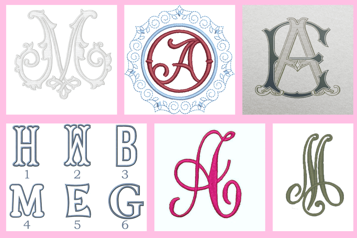 Each letter and abbreviation is embroidered individually.