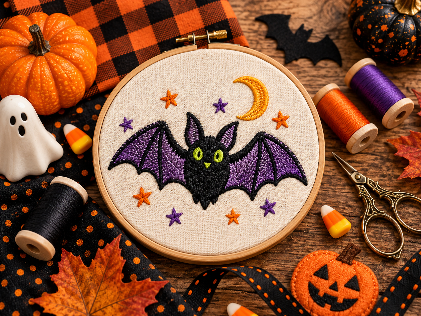 Halloween Bat Embroidery Design