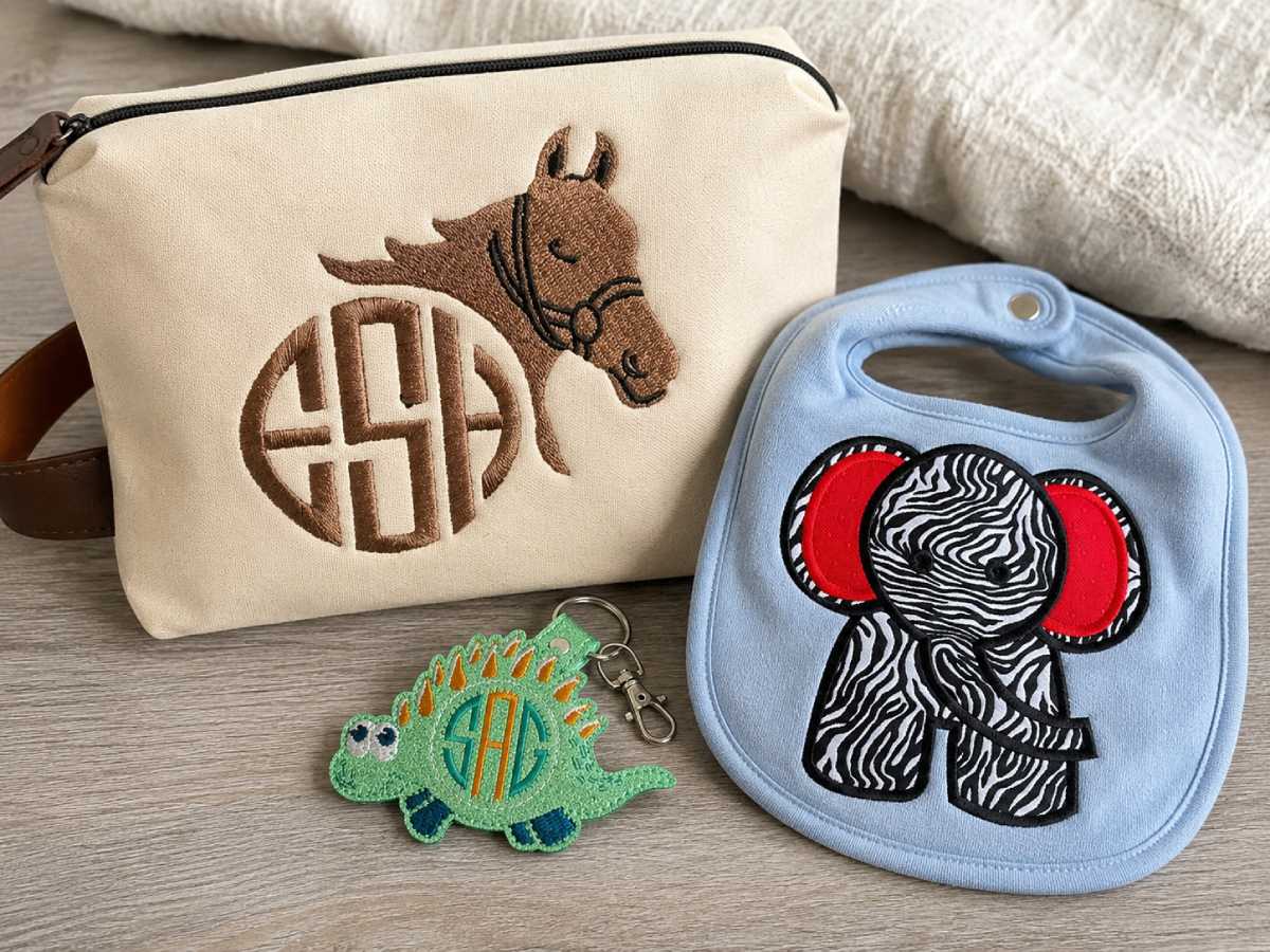 Sometimes the animal is not the complete project. You can try Animal Monograms, Appliqué and In-the-Hoop Projects
