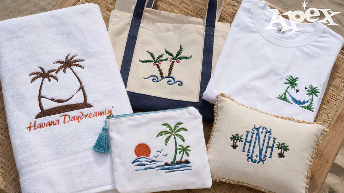For this style, look at designs such as Coconut Palm Trees Island Pack, Sunrise Sunset Palm Tree Beach Pack, and Tropical Beach Coconut Palm Tree Pack.