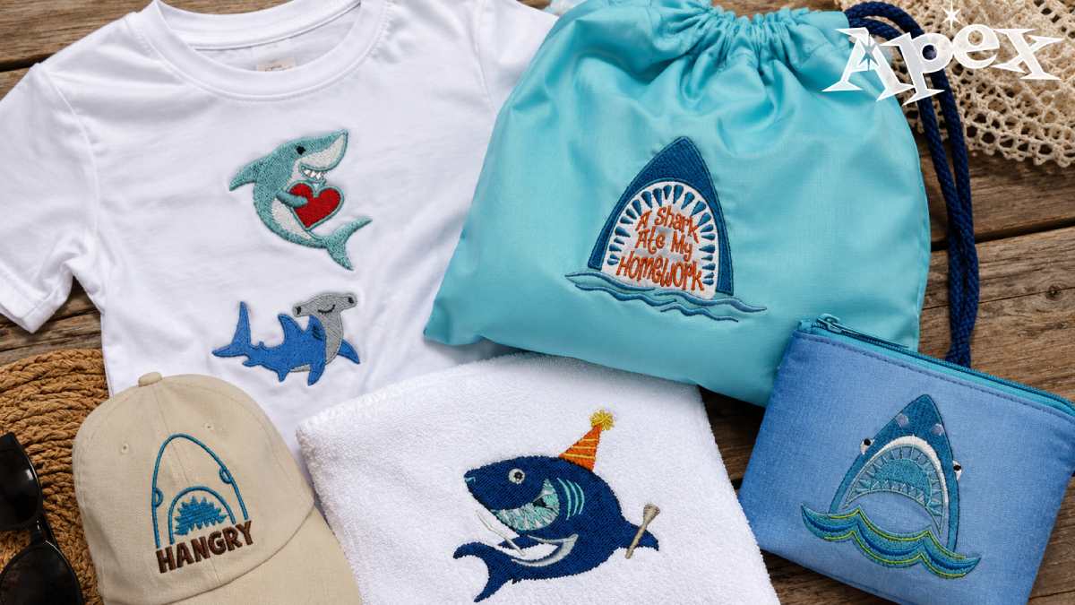 For kids and playful summer projects, start with Cute Shark Cartoon Pack, Shark Head Jaw with Teeth Embroidery Pack.