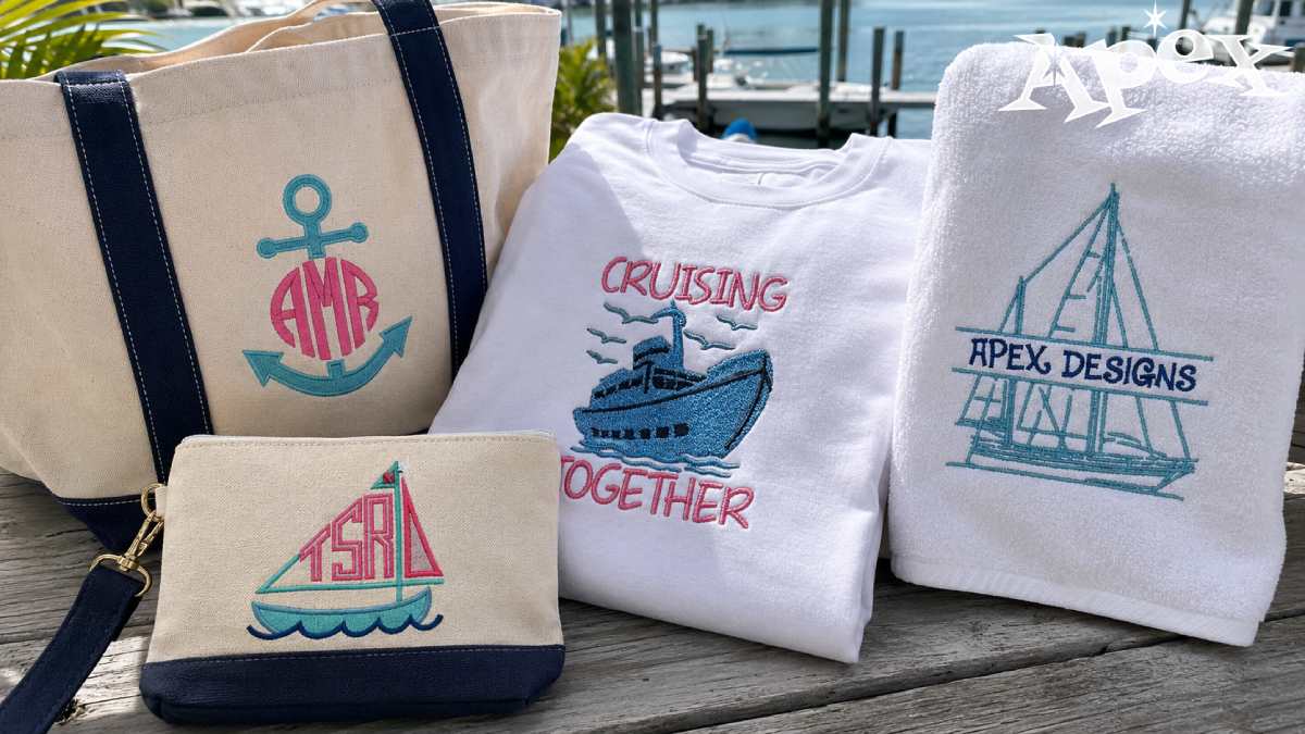 The nautical side of this collection is where beach embroidery becomes more personal.